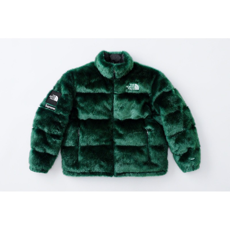 Supreme The North Face Faux Fur Nuptse Jacket Green